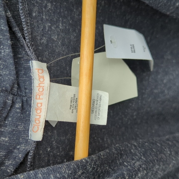 Women's Claudia Richard Linen Blend Open Front Blue Cardigan Sweater - M NWT - Picture 2 of 6